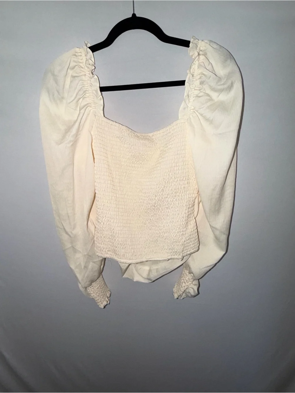 ASTR the Label Ivory Ruched Puff Sleeve Corset Top Medium Romantic Cottage NWT